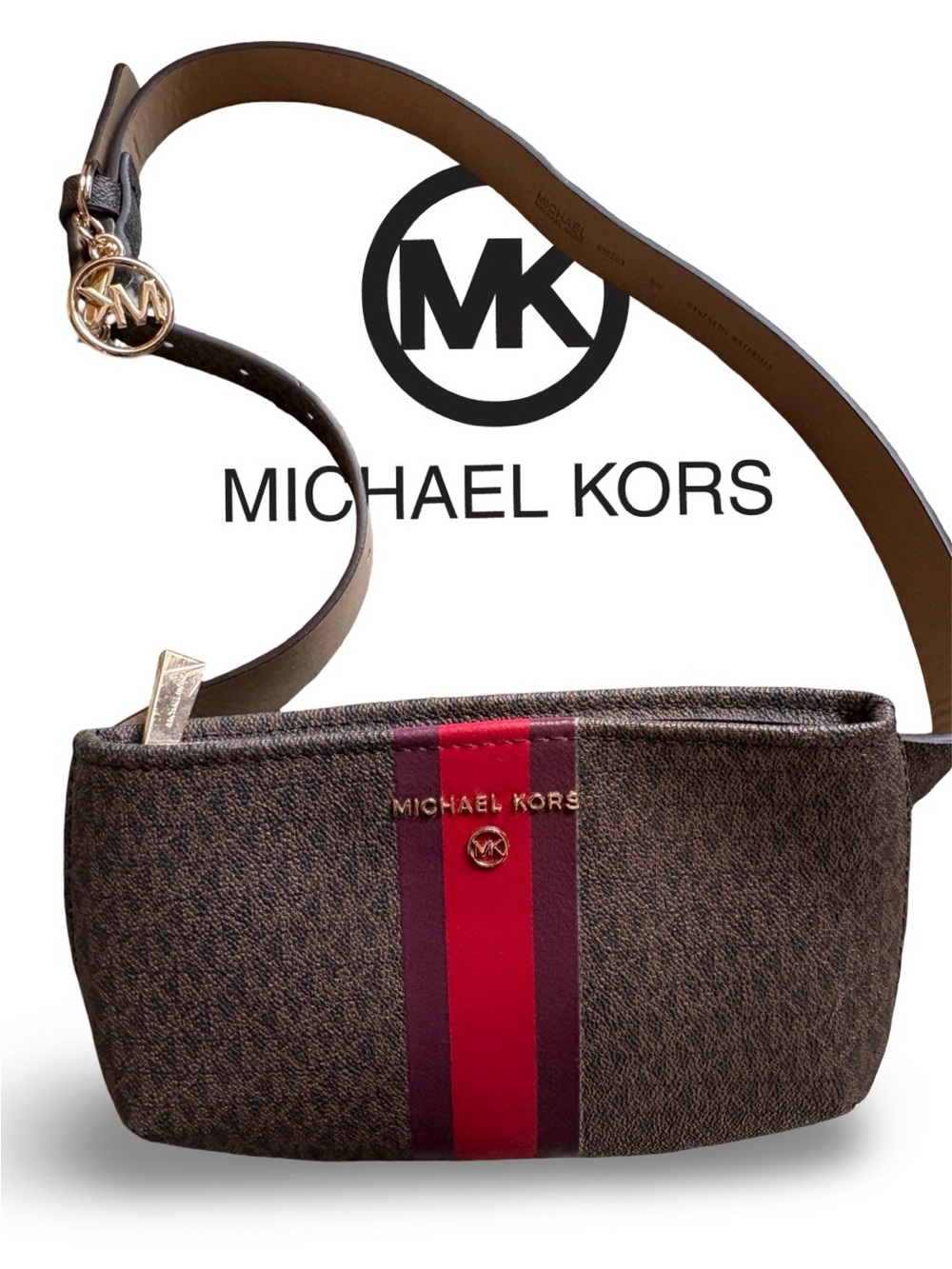Michael Kors Signature Monogram Stripe Belt Bag Fanny Pack - Like New!